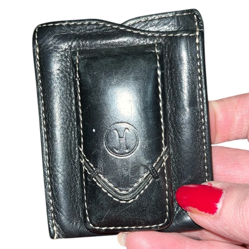 Cole Haan black leather money clip with card & cash slot